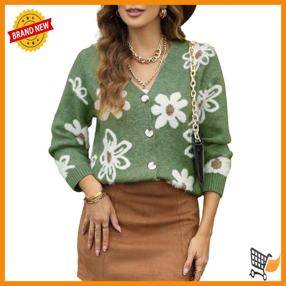 Open Front V-Neck Cardigan, Long Sleeve Knit Sweater, Below Hip Length